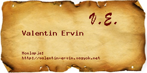 Valentin Ervin névjegykártya